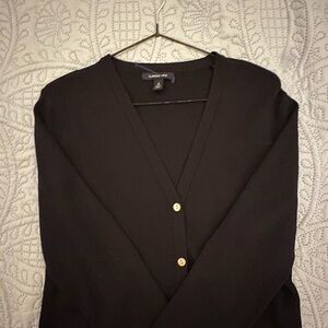 Lands' End Black V-Neck Button Cardigan